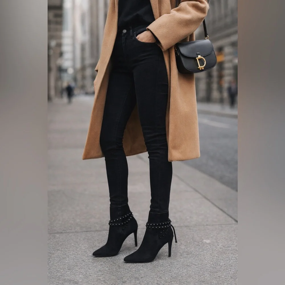 Valentino Garavani Rockstud Suede Ankle Boots Wrap Stud Heel Booties 37 - Picture 11 of 11